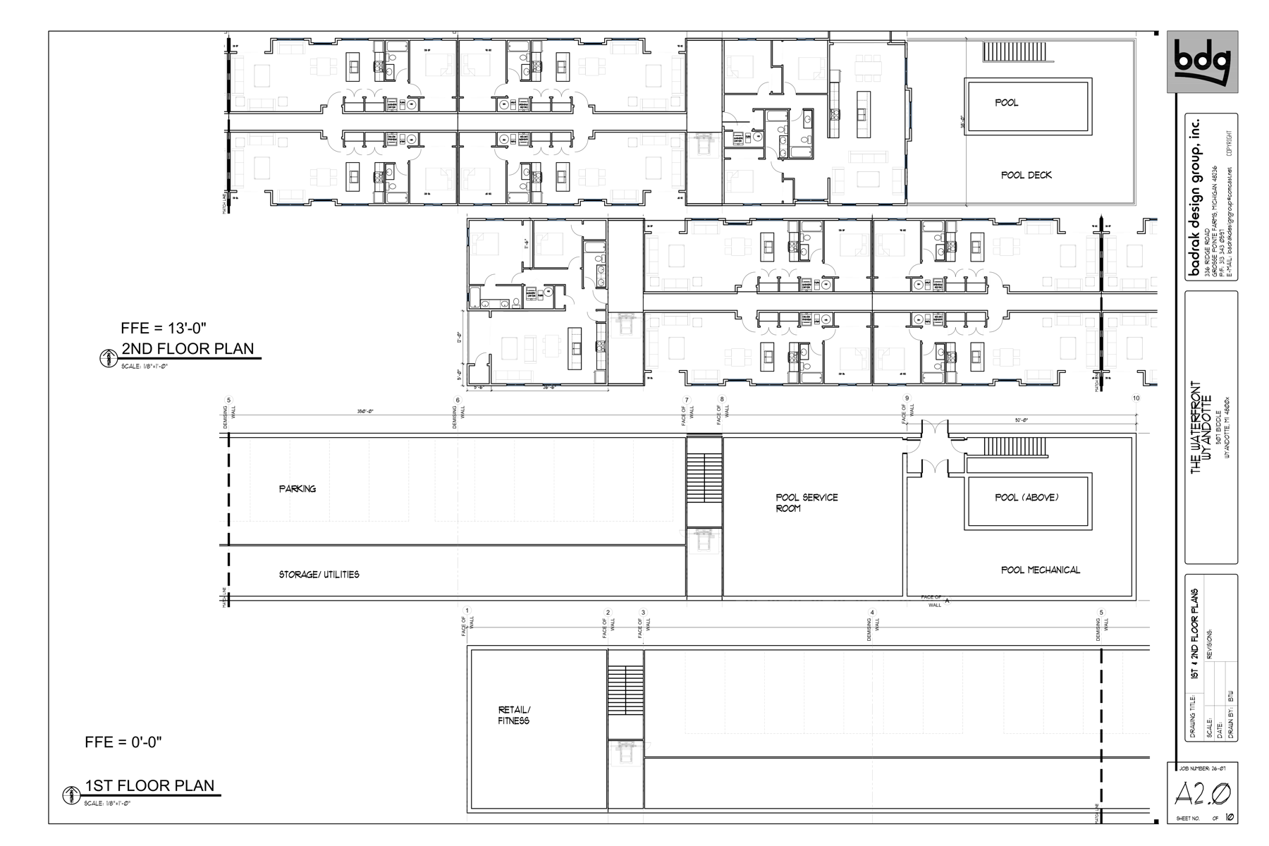 The Waterfront Lofts floor plan — levels 1 and 2